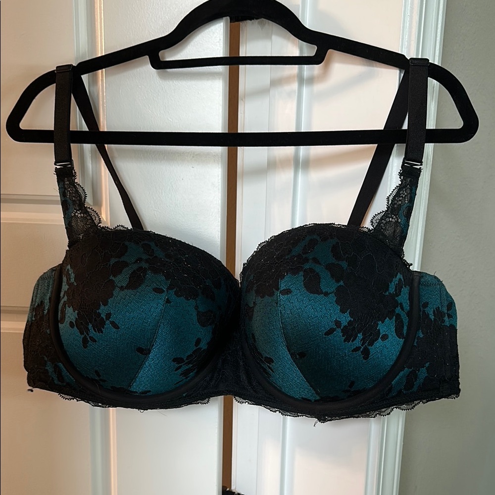 Torrid Elegant Black and Teal Lace Bra